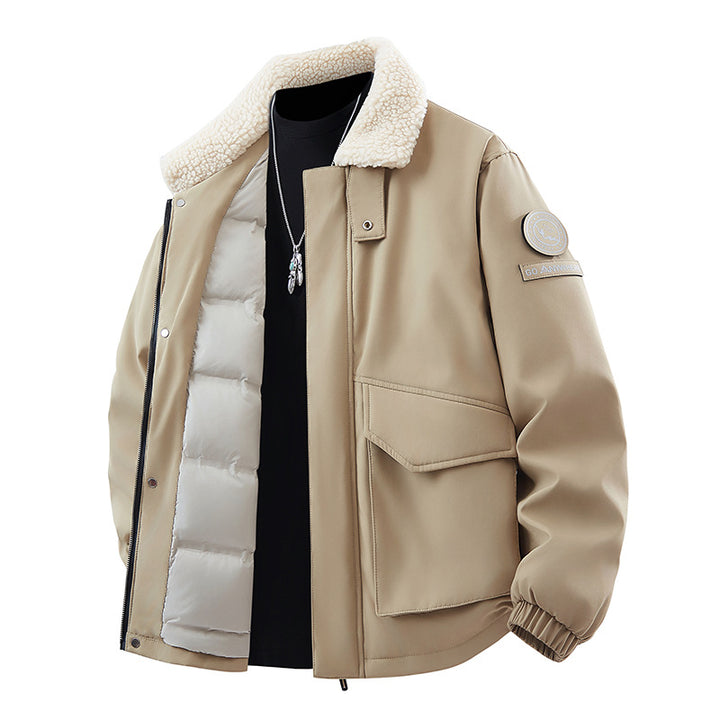 Herren modische Übergangsjacke mit isolierendem Fleecekragen und praktischen Taschen Echoarchiv