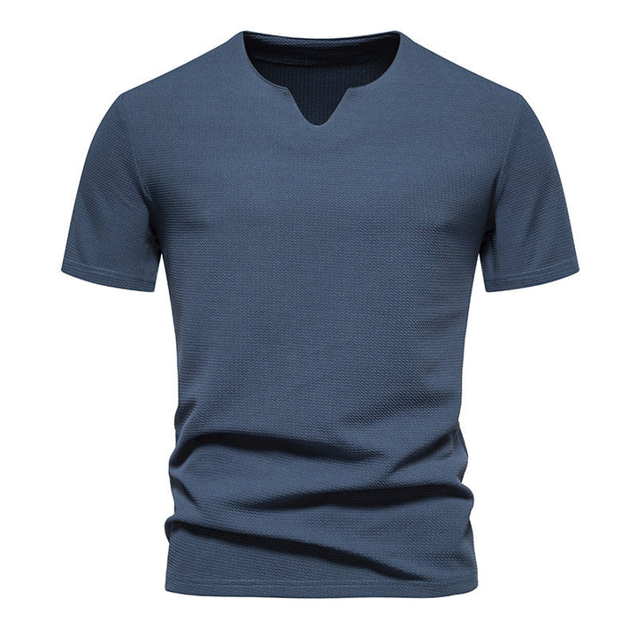 Herren Kurzarm T-Shirt mit modernem V-Ausschnitt und atmungsaktiver Struktur Echoarchiv