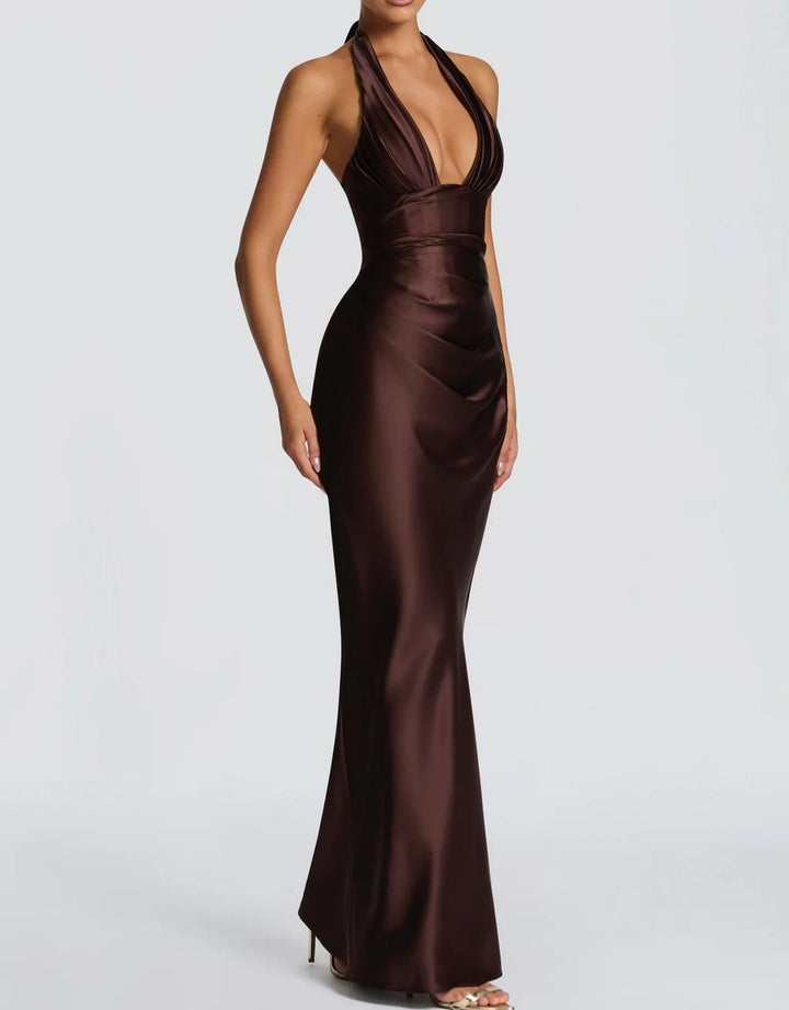 Damen Elegantes langes Abendkleid mit tiefem V-Ausschnitt Echo Archiv