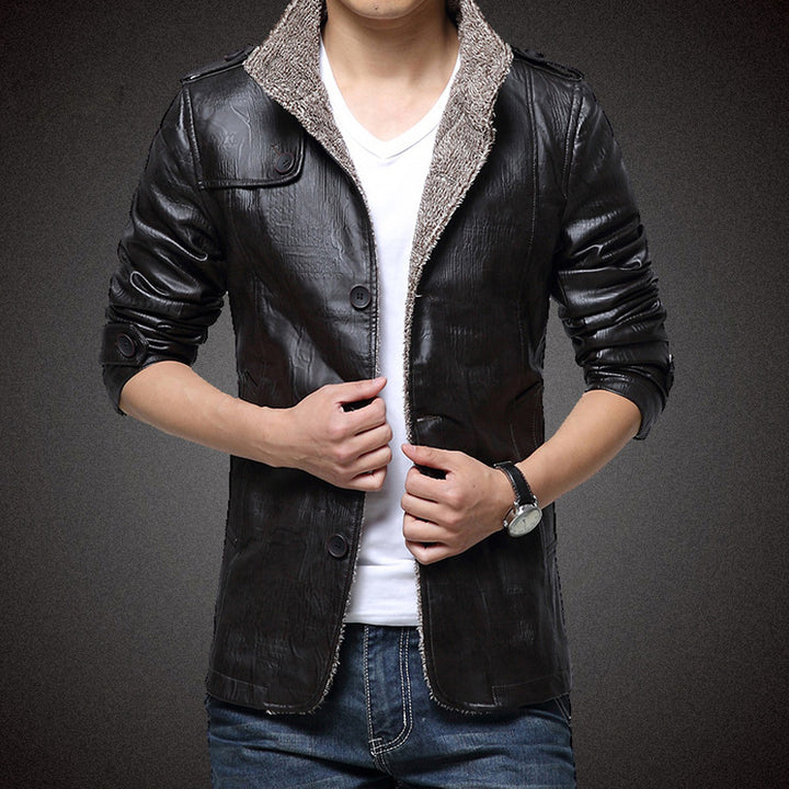 Herren Kunstlederjacke mit warmem Innenfutter Echoarchiv
