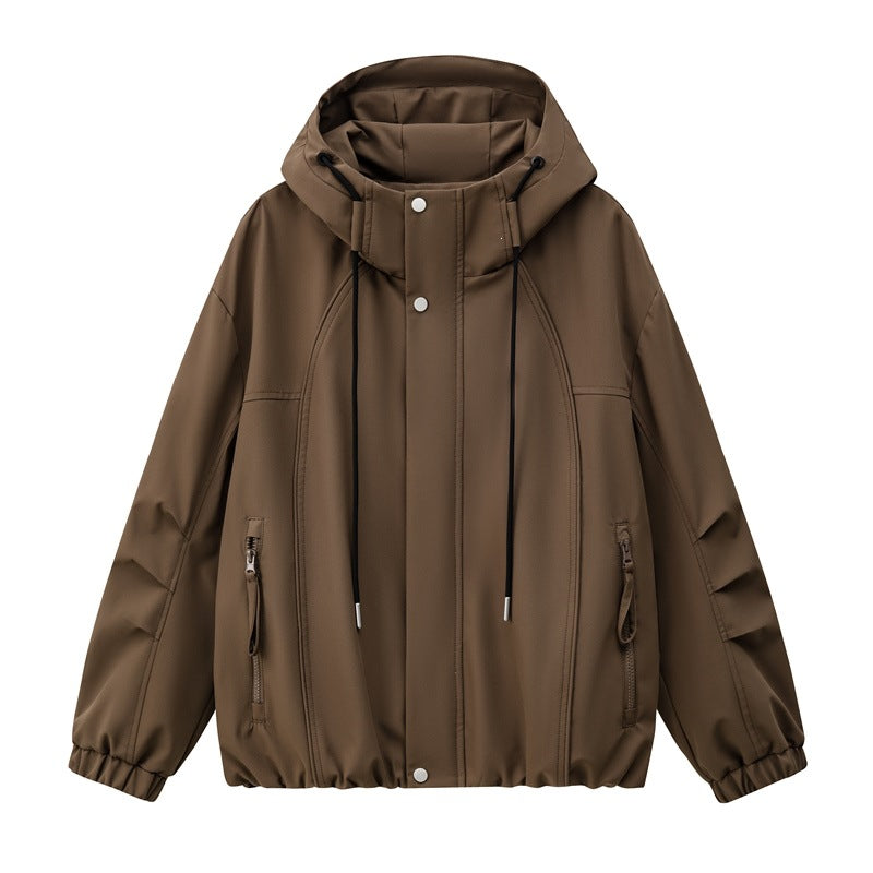 Herren Leichte Kapuzen-Utility-Übergangsjacke mit wasserabweisender Außenhülle und elastischem Saum Echoarchiv