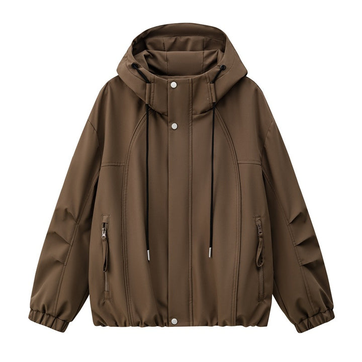 Herren Leichte Kapuzen-Utility-Übergangsjacke mit wasserabweisender Außenhülle und elastischem Saum Echoarchiv