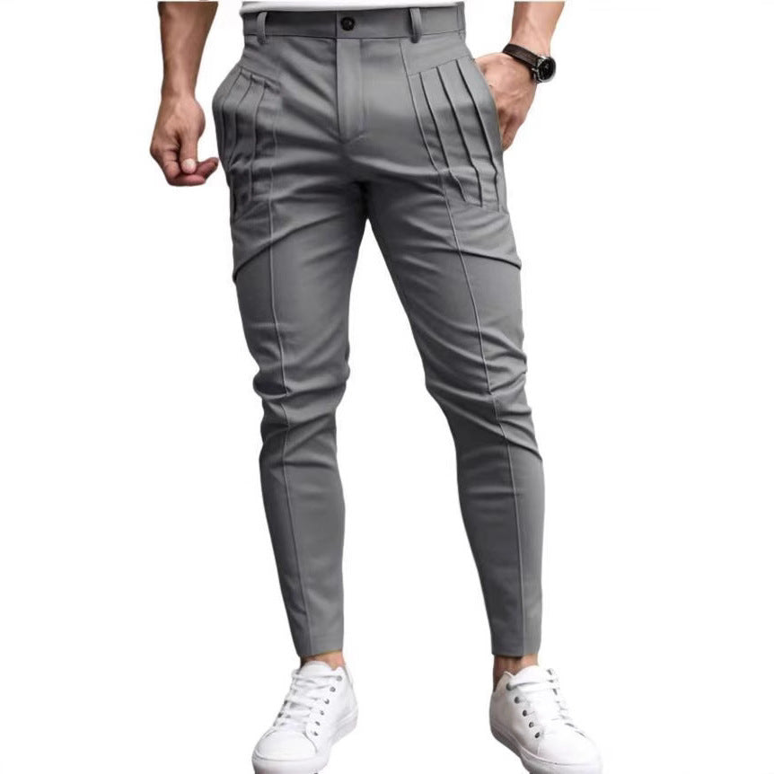 Herren nan schmale Bundfalten-Chino mit dekorativen Längsfalten und tapered Bein Echo Archiv