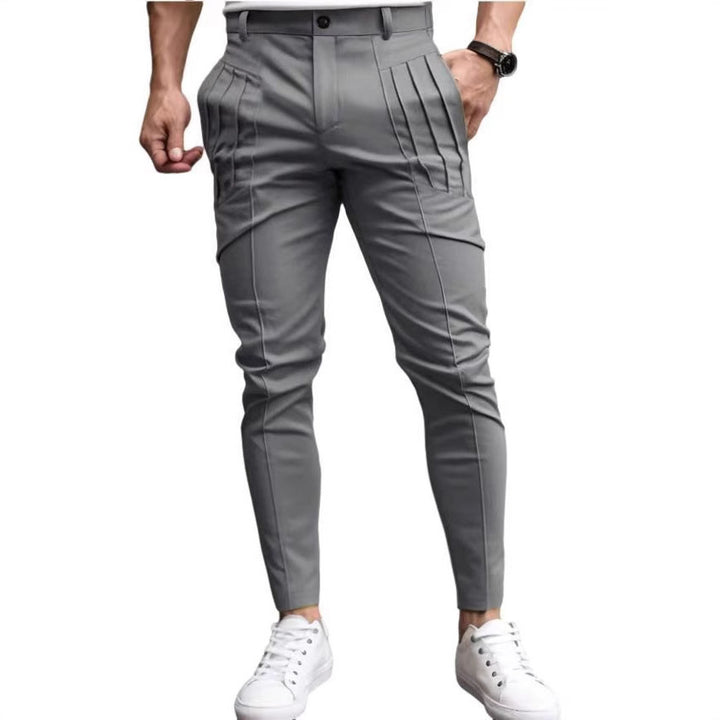 Herren nan schmale Bundfalten-Chino mit dekorativen Längsfalten und tapered Bein Echo Archiv