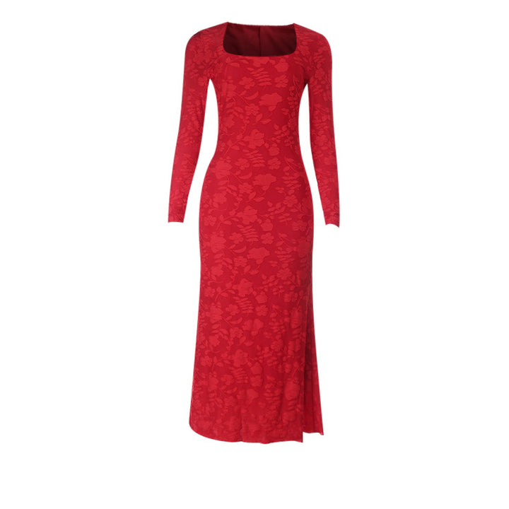 Damen elegantes Maxikleid mit modischem Blumenmuster und raffinierten Langarmdetails Echo Archiv