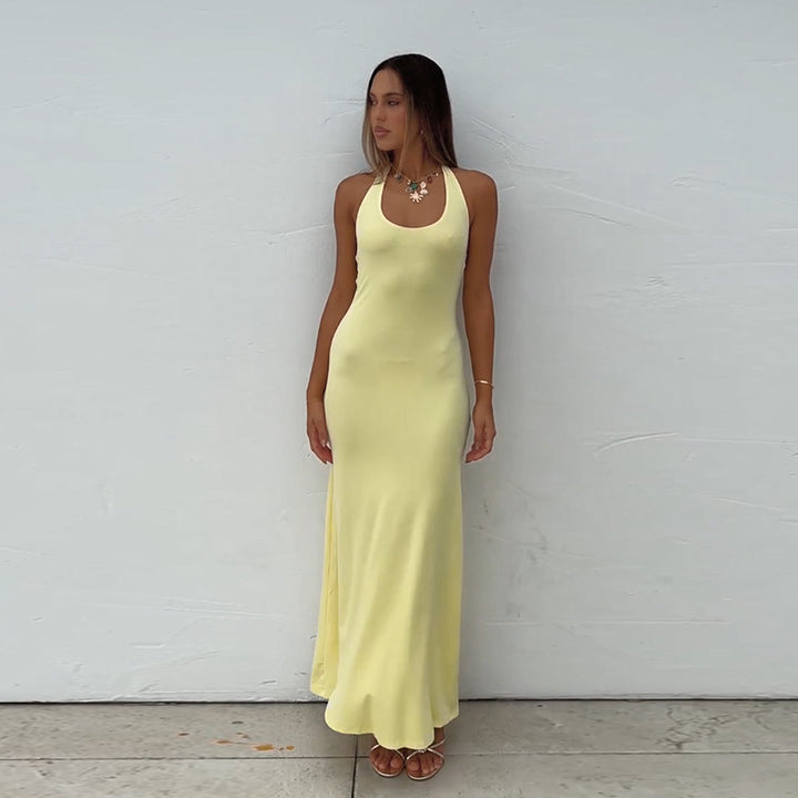 Damen elegantes Maxikleid mit tiefem V-Ausschnitt und figurbetonter Silhouette Echo Archiv