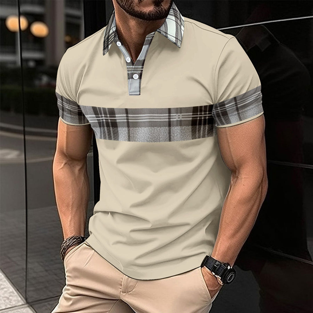 Herren Kurzarm Hemd mit modernem Karo-Design und strukturierten Akzenten Echoarchiv