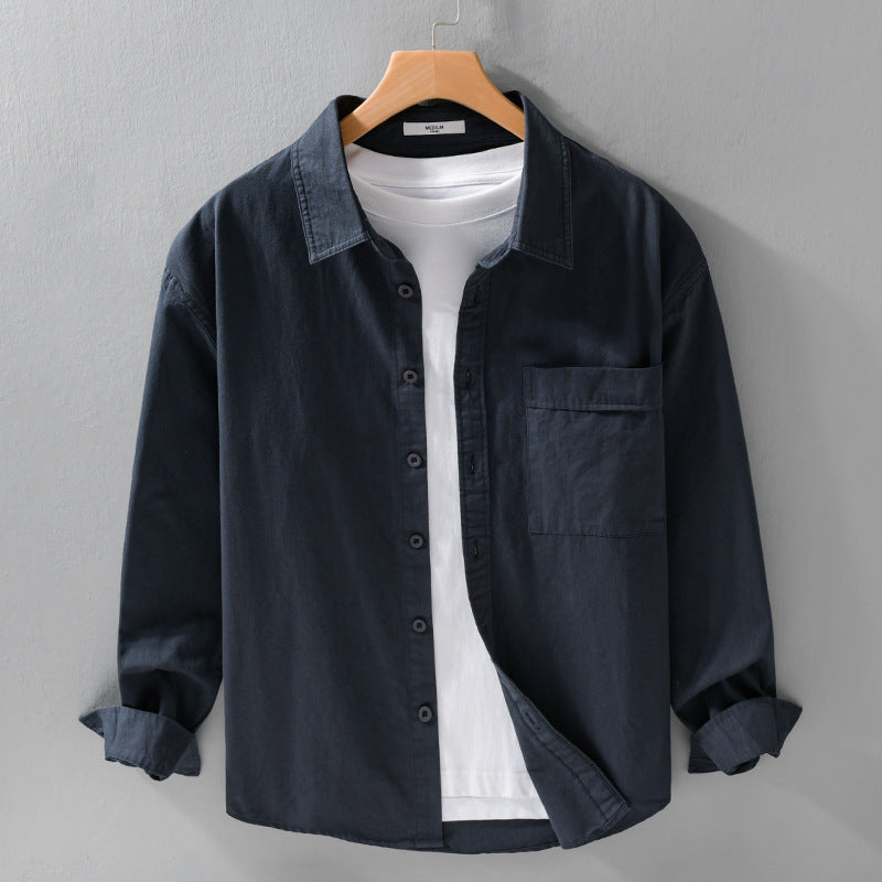 Herren Baumwoll-Overshirt im Relaxed-Fit mit aufgesetzter Brusttasche Echoarchiv