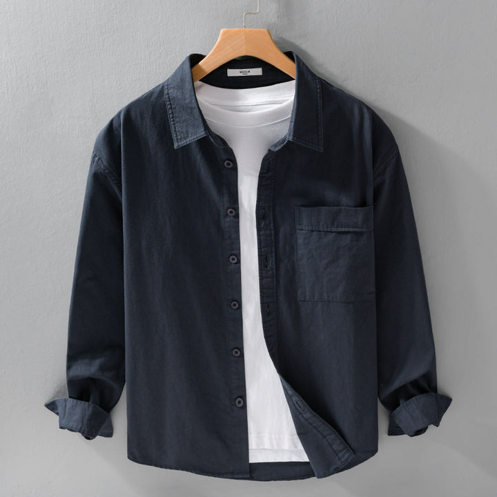 Herren Baumwoll-Overshirt im Relaxed-Fit mit aufgesetzter Brusttasche Echoarchiv