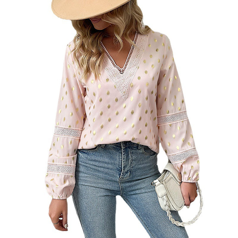 Damen Elegantes Blusenshirt mit Rüschen und Gold-Details Echo Archiv