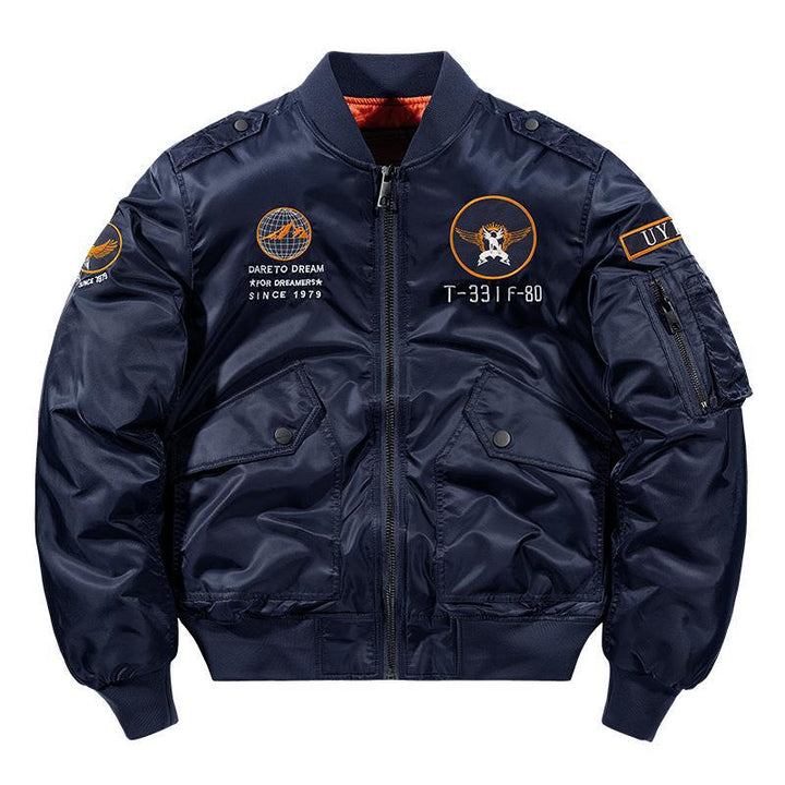 Herren Aviator-Bomberjacke im Military-Look mit gestepptem Thermofutter und Schulterpatches Echoarchiv