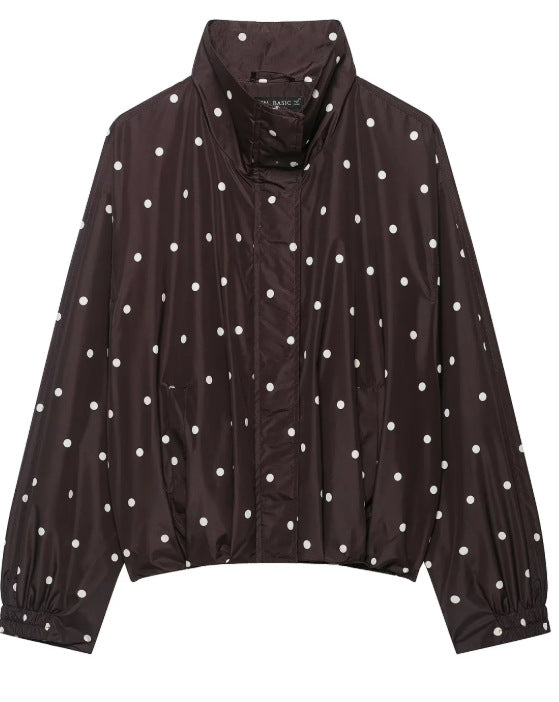 Damen Cropped Blousonjacke aus Webstoff mit Stehkragen, elastischem Saum und feinem Karo‑Design Echo Archiv