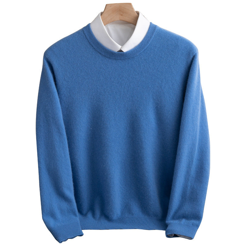 Herren Schlichter Rundhals-Feinstrickpullover kaschmirähnliche Haptik mit gerippten Abschlüssen Echoarchiv