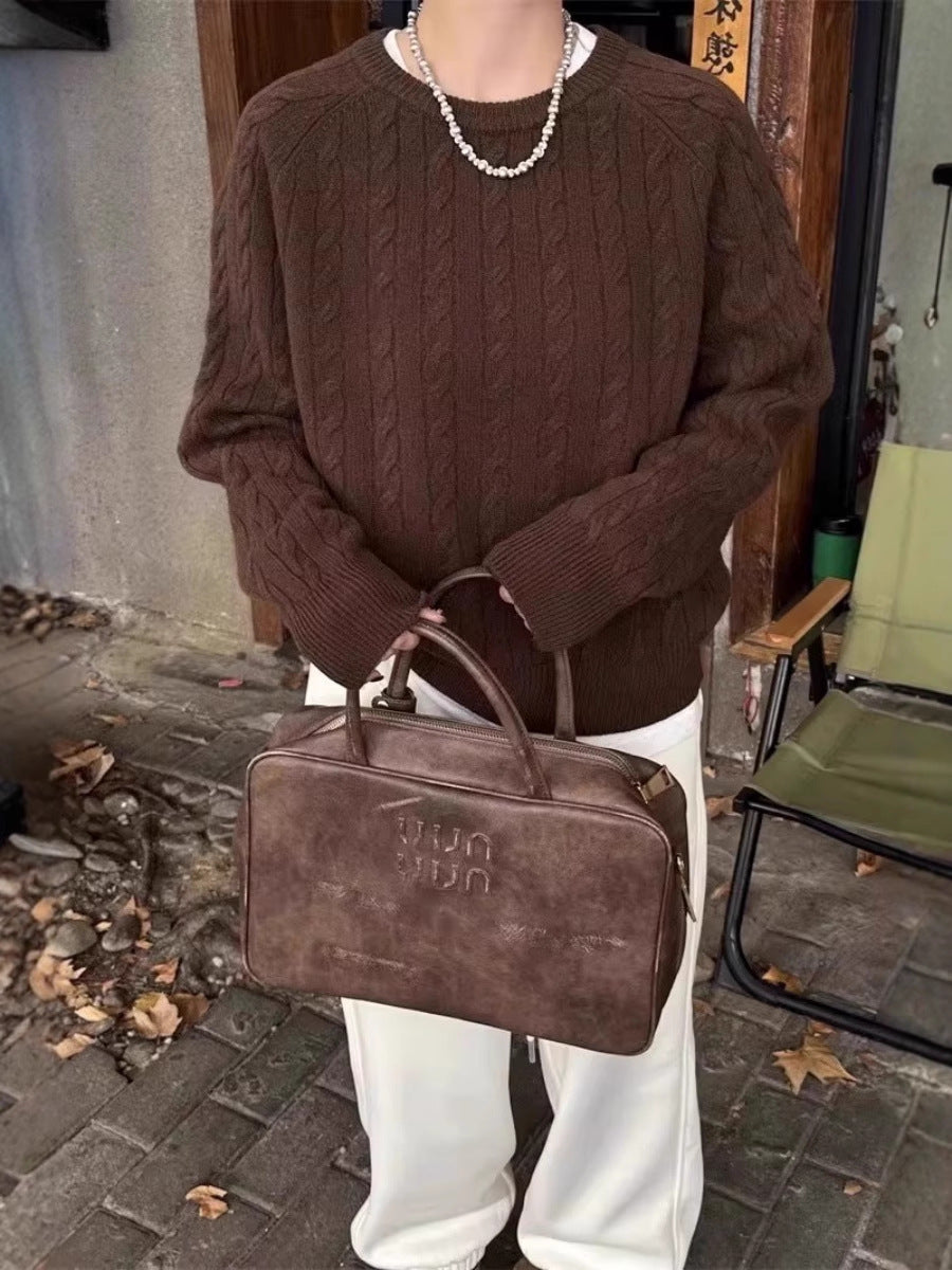 Damen Zopfstrick-Pullover aus Baumwoll-Mix mit legerer Oversize-Silhouette Echoarchiv