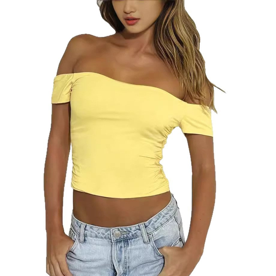 Damen Off-Shoulder Cropped Top mit Rüschendetails Echo Archiv