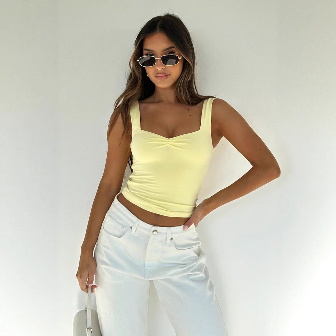 Damen figurbetontes Crop-Top mit breiten Trägern und V-Ausschnitt Echo Archiv