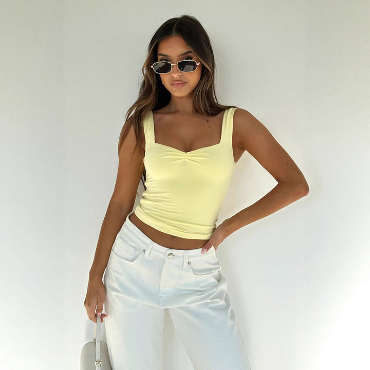 Damen figurbetontes Crop-Top mit breiten Trägern und V-Ausschnitt Echo Archiv