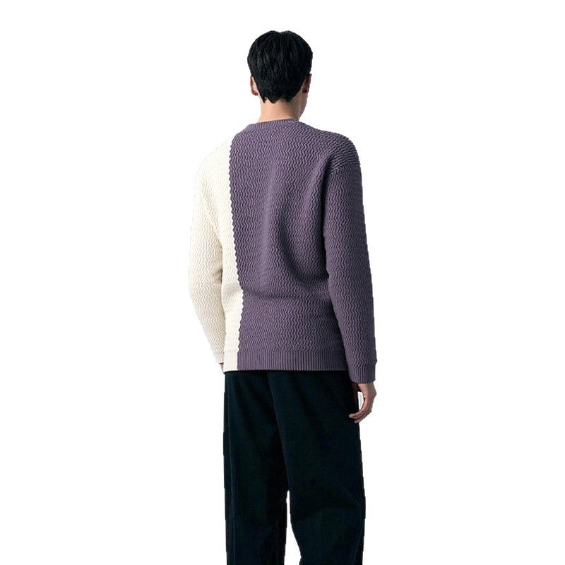 Herren Pullover mit kreativem Strukturdesign und Kontraststreifen Echoarchiv