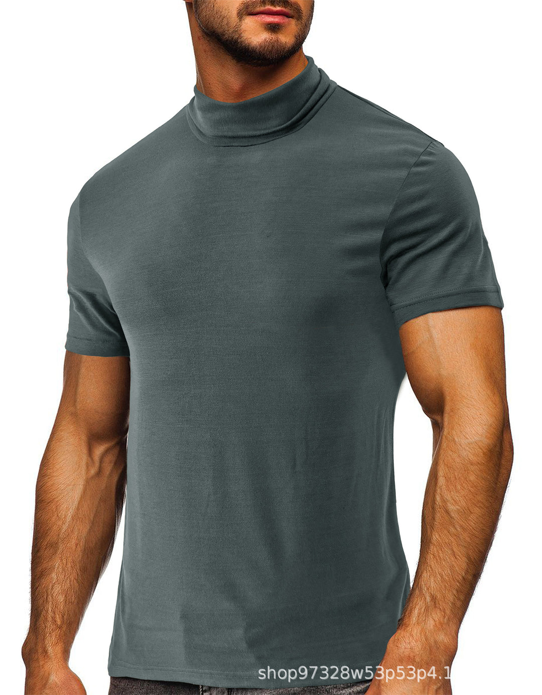 Herren modisches Kurzarm-T-Shirt mit hochschlagbarem Kragen Echoarchiv