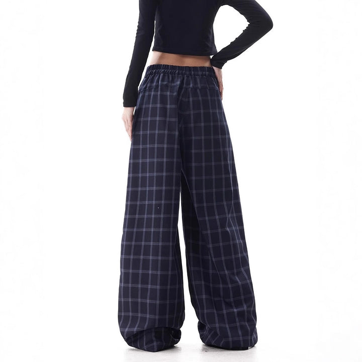 Damen Weitgeschnittene Karottenhose mit Karo-Muster Echoarchiv