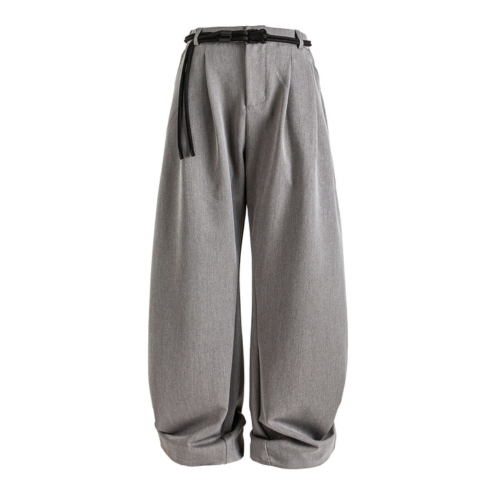 Damen Weite hochtaillierte Jeanshose mit Bundfalten, Kordelgürtel und Culotte-Schnitt Echoarchiv