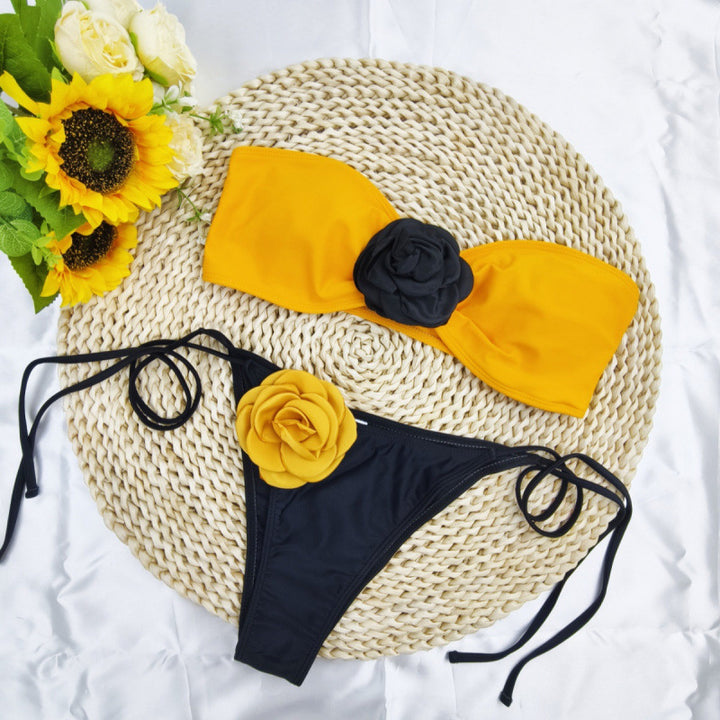 Damen Bikini mit floralem Detail und elastischen Trägern Echo Archiv