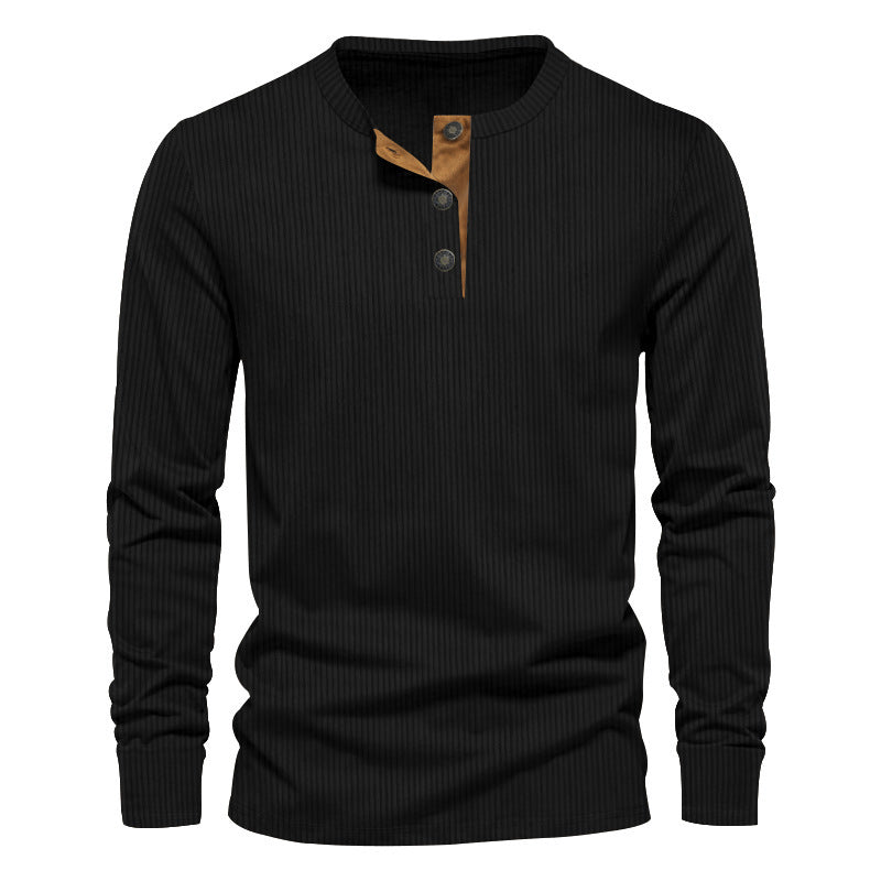 Herren Langarm-Henley-Shirt mit strukturierter Oberfläche und modischen Knopfdetails Echoarchiv