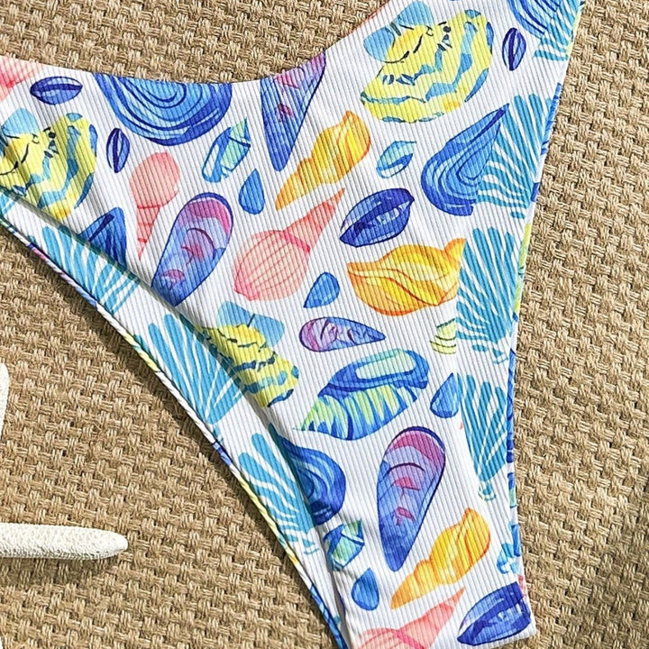 Damen fröhlicher Blumenmuster-Bikini mit Rüschen Echo Archiv