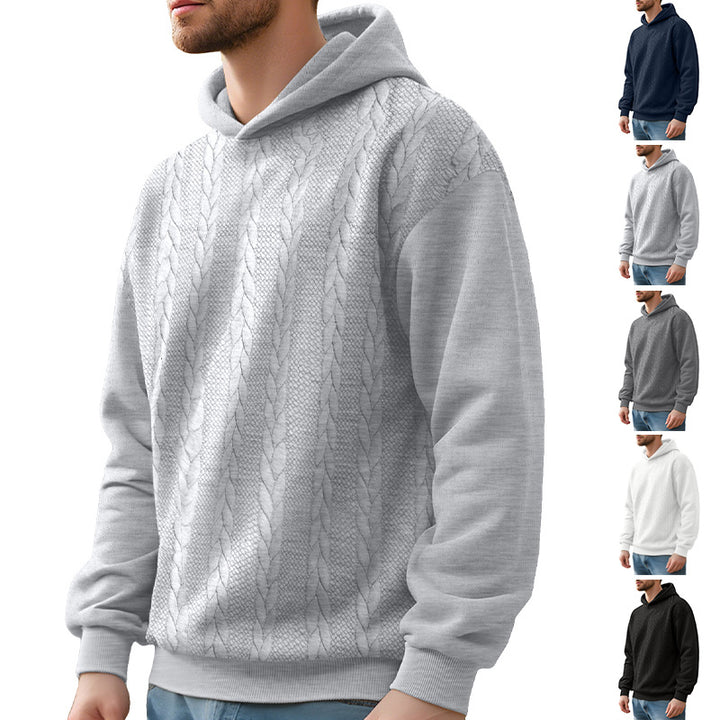 Herren nan Kapuzenpullover im Stricklook mit Zopfmuster und geripptem Saum Echo Archiv