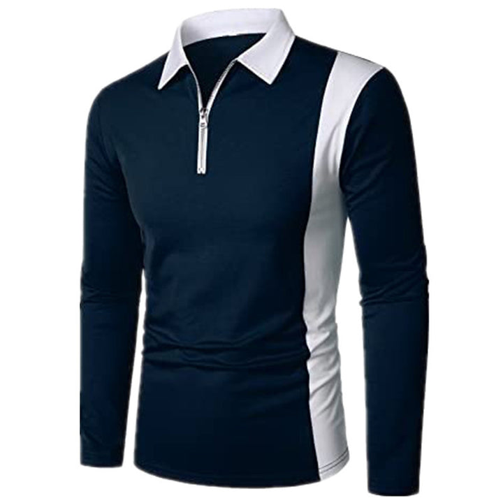 Herren Langarm Polohemd mit sportlichem Zip-Design und modernen Farbdetails Echoarchiv