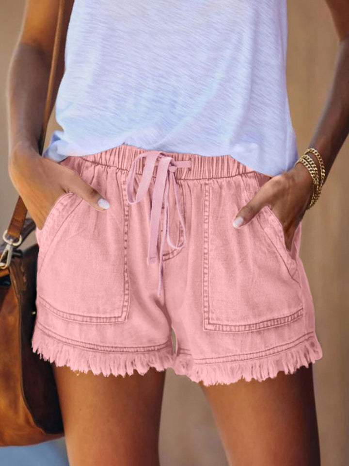 Damen lässige Denim-Shorts mit Fransen und praktischen Taschen Echo Archiv