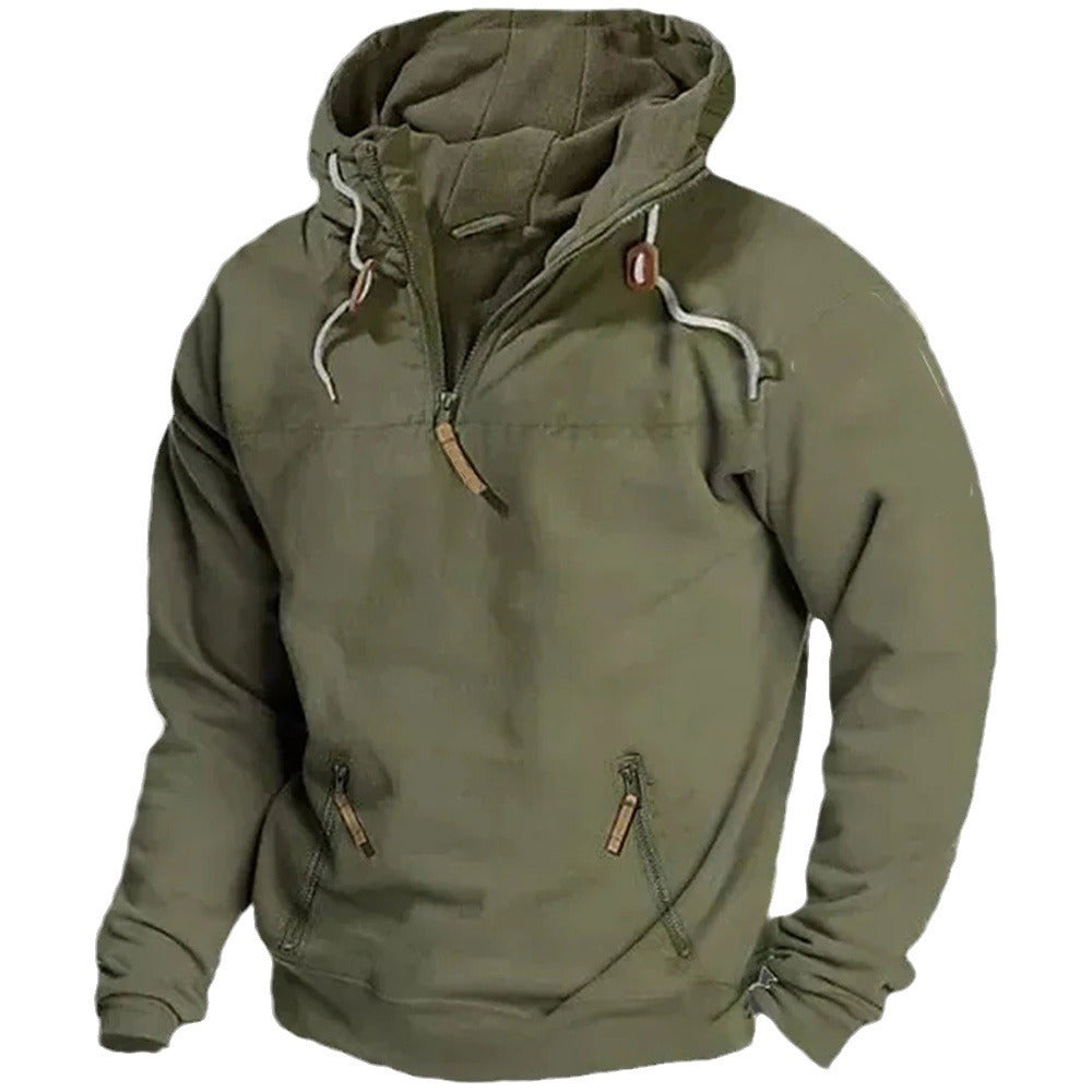 Herren lässiger Pullover mit halbem Reißverschluss und praktischen Kängurutaschen Echoarchiv