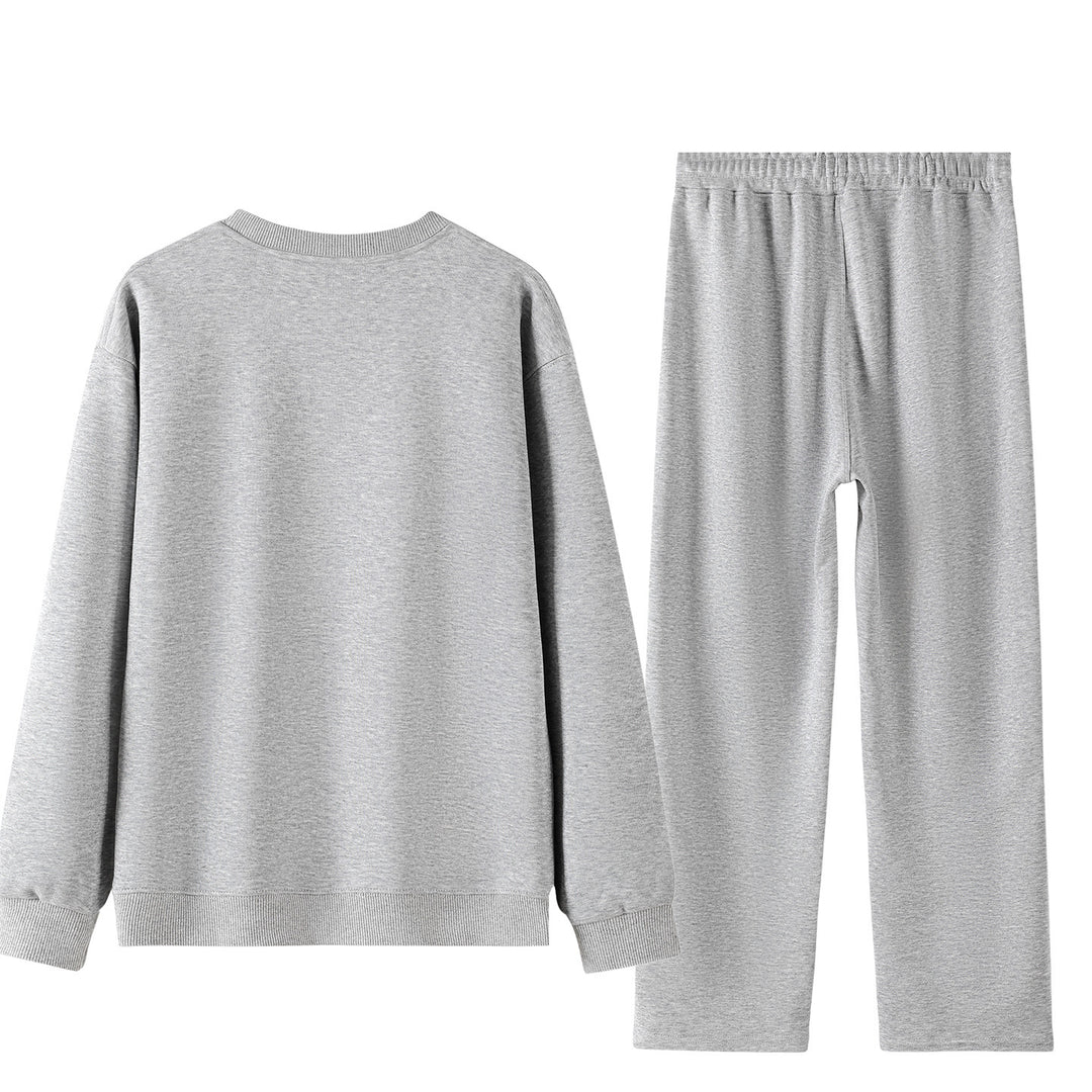 Unisex Weites Lounge-Set aus weichem Baumwollmix mit Rundhals-Sweatshirt und Kordel-Jogginghose Echoarchiv
