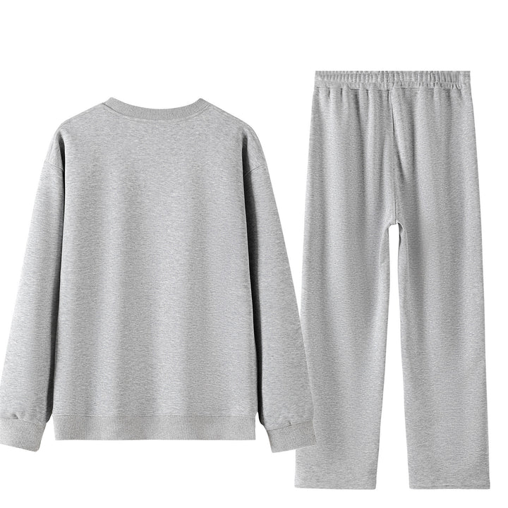 Unisex Weites Lounge-Set aus weichem Baumwollmix mit Rundhals-Sweatshirt und Kordel-Jogginghose Echoarchiv