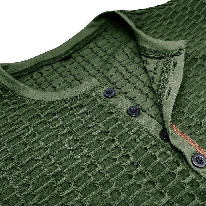 Herren Kurzarm-Henley-T-Shirt mit strukturiertem Design und figurbetonter Passform Echoarchiv
