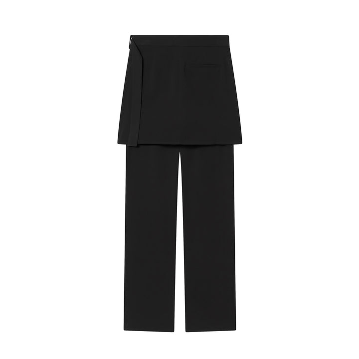 Damen weite Highwaist-Hose mit asymmetrischem Wickelrock-Overlay und weitem Bein – Avélisse