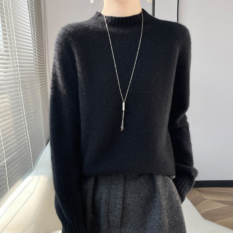 Damen Kurz-Mockneck-Pullover aus flauschigem Mohair-Mix mit kastiger Silhouette Echoarchiv