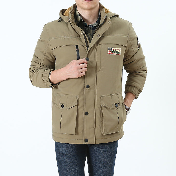 Herren Winddichter Kapuzenparka mit Teddyfutter, Mehrfach-Taschen und Patch-Details Echo Archiv