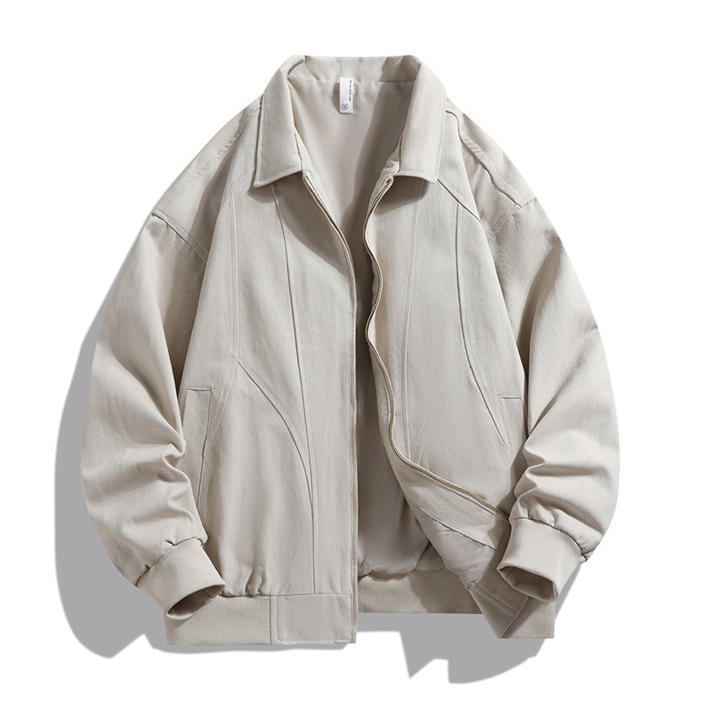 Men's oversized collared zip-up lined utility bomber jacket with angled welt pockets – Brevano