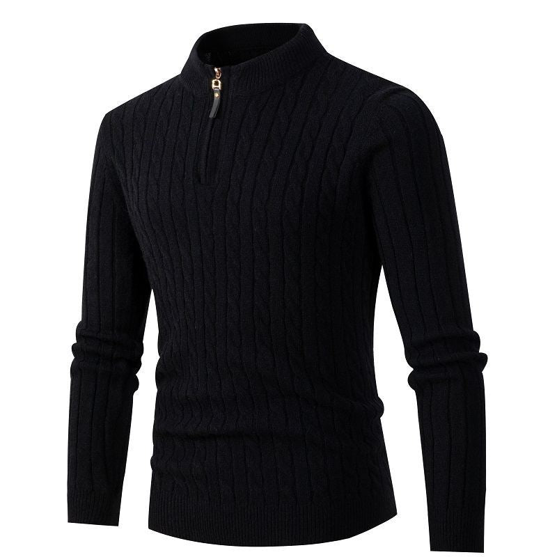 Herren Hochwertiger Strickpullover mit Stehkragen und Reißverschluss Echoarchiv