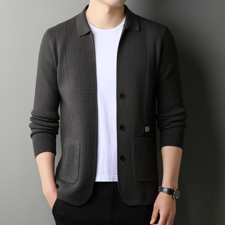 Herren lässiger Strickcardigan mit strukturierter Oberfläche Echoarchiv