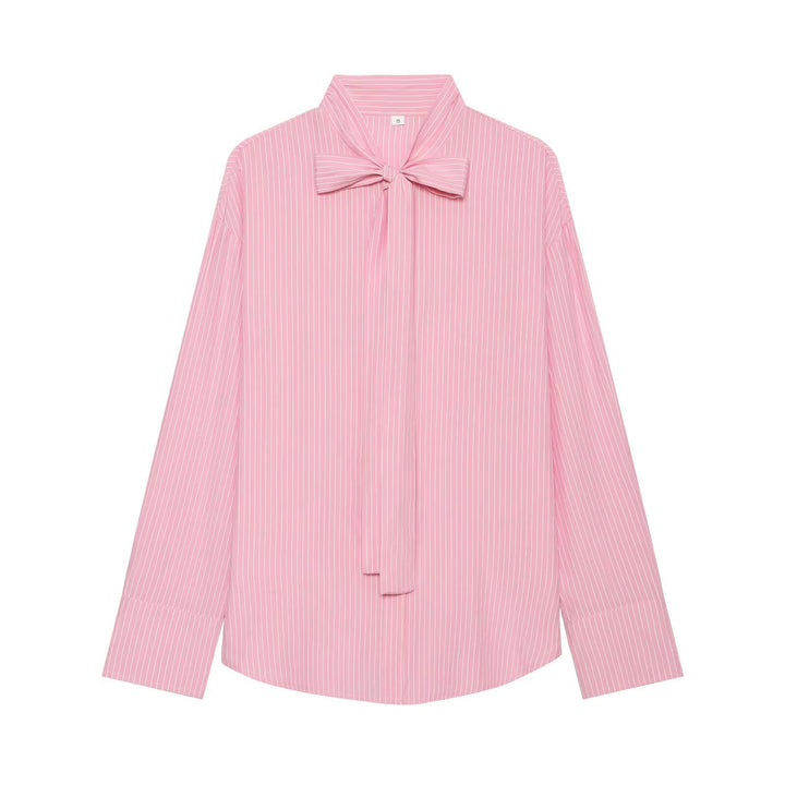 Damen Weite Bluse mit Schluppenkragen und Nadelstreifen Echo Archiv