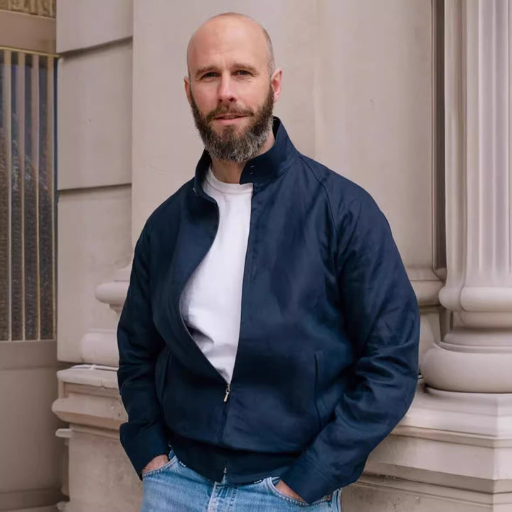 Herren leichte Übergangsjacke mit modernem Stehkragen Echoarchiv