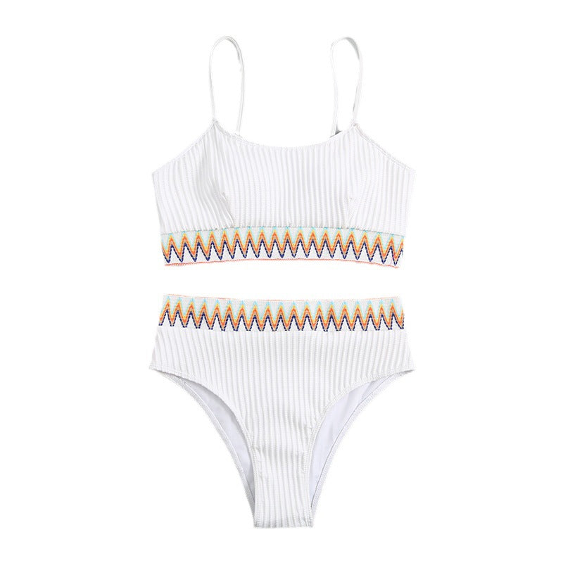 Damen Hoch geschnittener Bikini mit sportlichem Oberteil und kreativem Design Echo Archiv