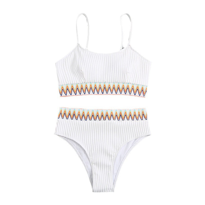 Damen Hoch geschnittener Bikini mit sportlichem Oberteil und kreativem Design Echo Archiv