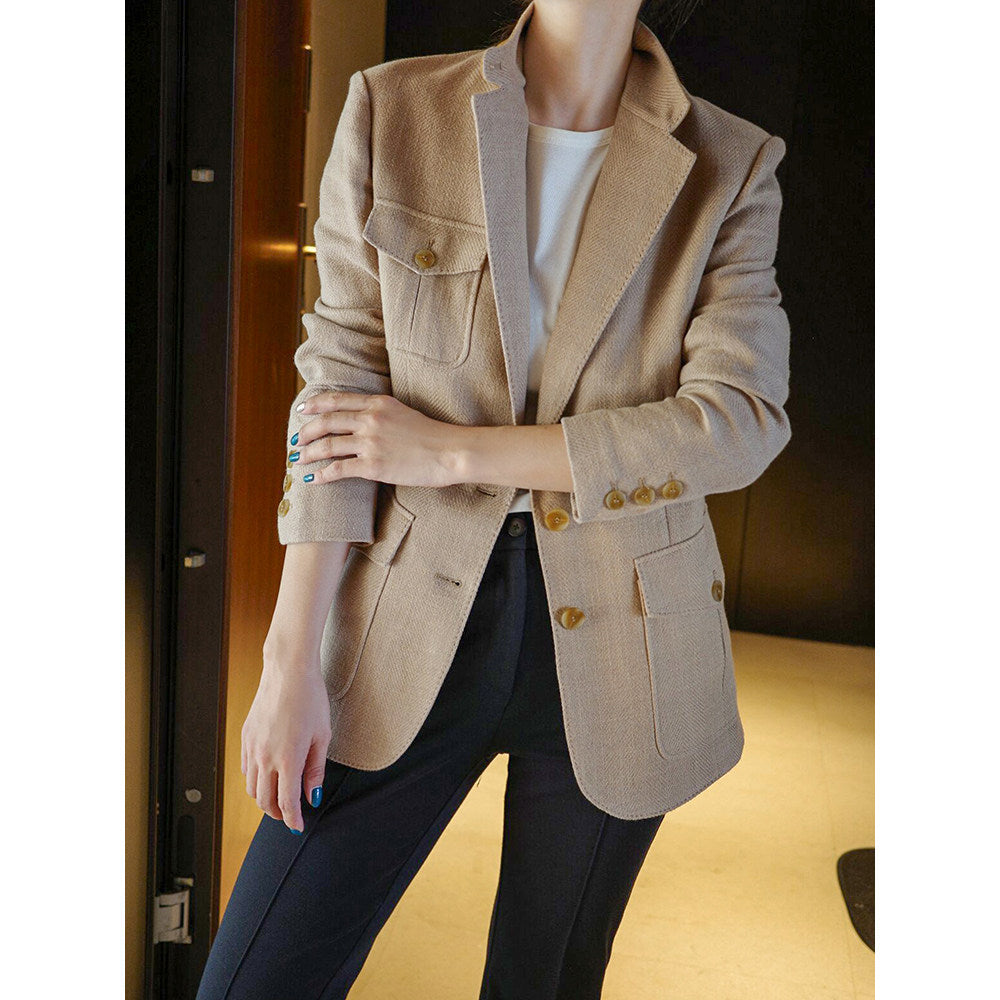 Damen Eleganter und vielseitiger Leinenblazer Echoarchiv