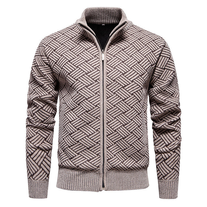 Herren modische Strickjacke mit hochgeschlossenem Kragen und Reißverschluss Echoarchiv
