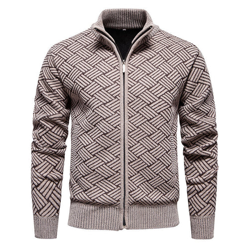 Herren modische Strickjacke mit hochgeschlossenem Kragen und Reißverschluss Echoarchiv