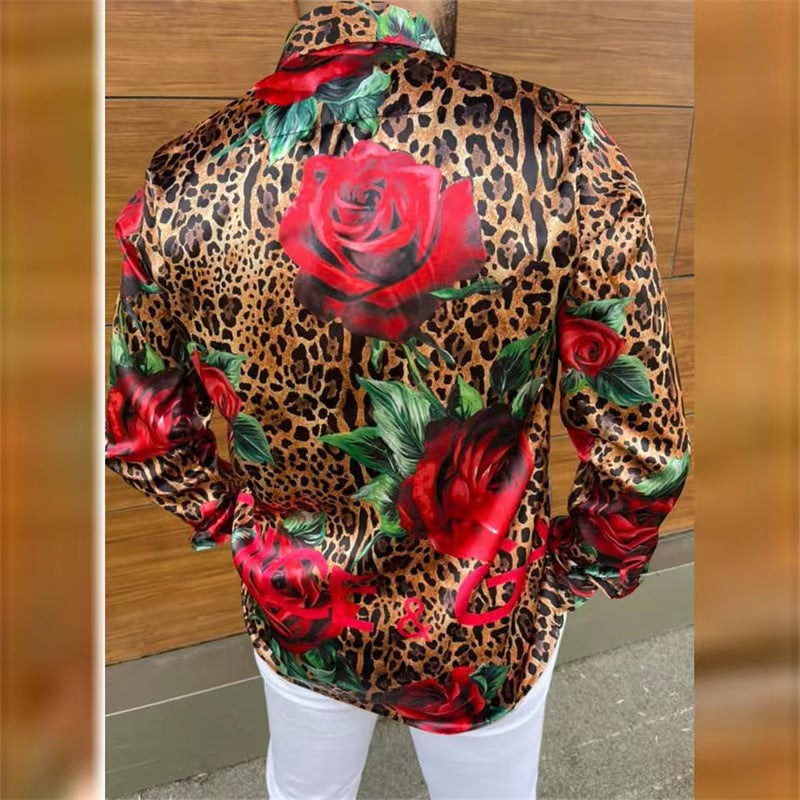 Herren Elegantes Hemd mit auffälligem Tierdruck und floralem Design Echoarchiv