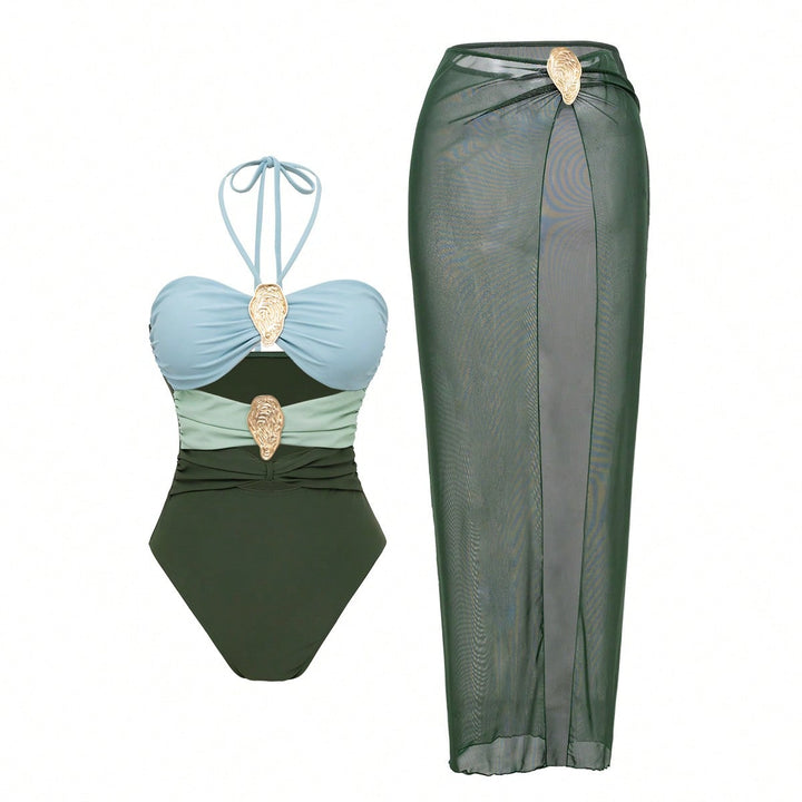 Damen Luxuriöser Badeanzug mit elegantem Überrock Echo Archiv